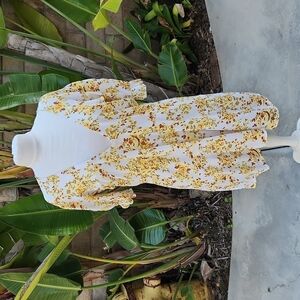 Faithfull The Brand Yellow Floral V-Neck Dress extra large